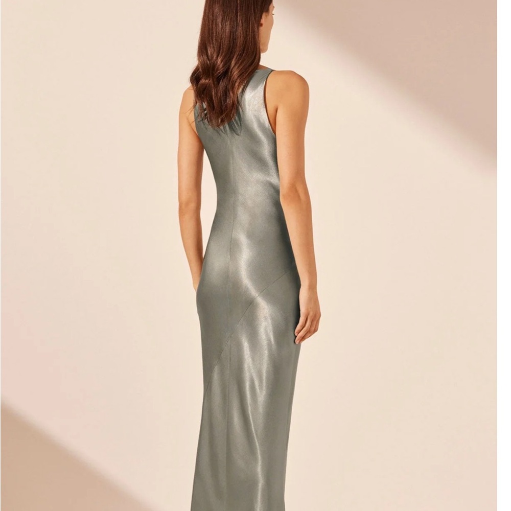 Shona Joy La Lune High Neck Cowl Silk Maxi Dress - Sage - Picture 4 of 10